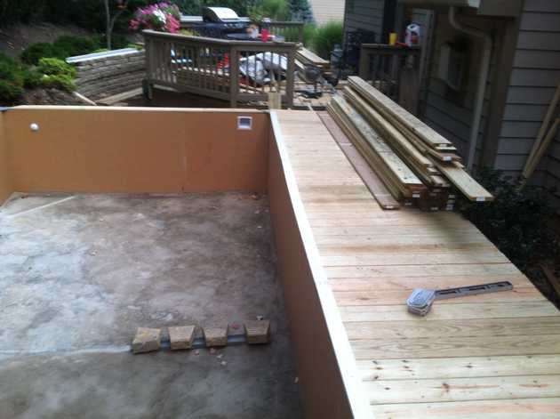wood pool foundation setup